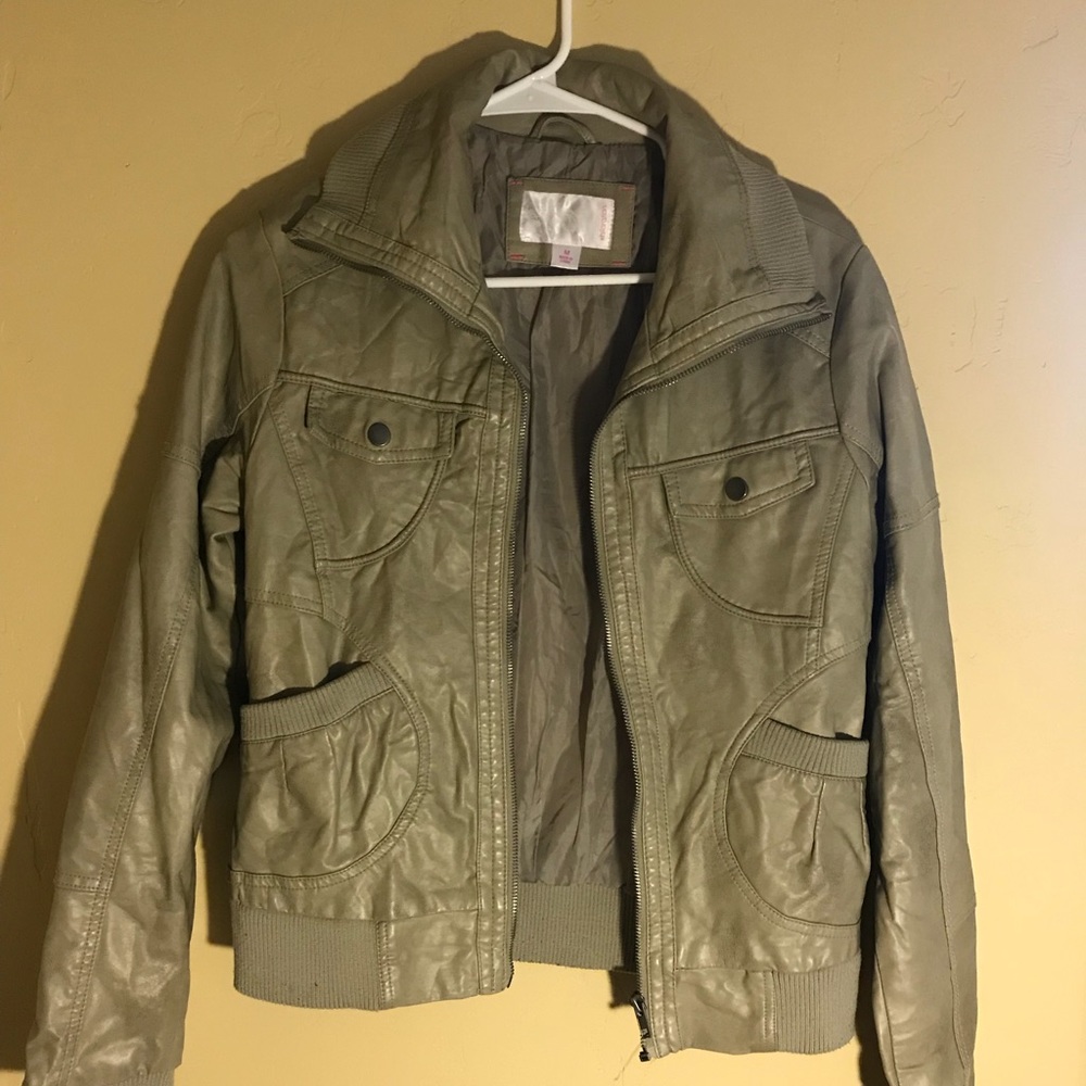 Green faux leather jacket